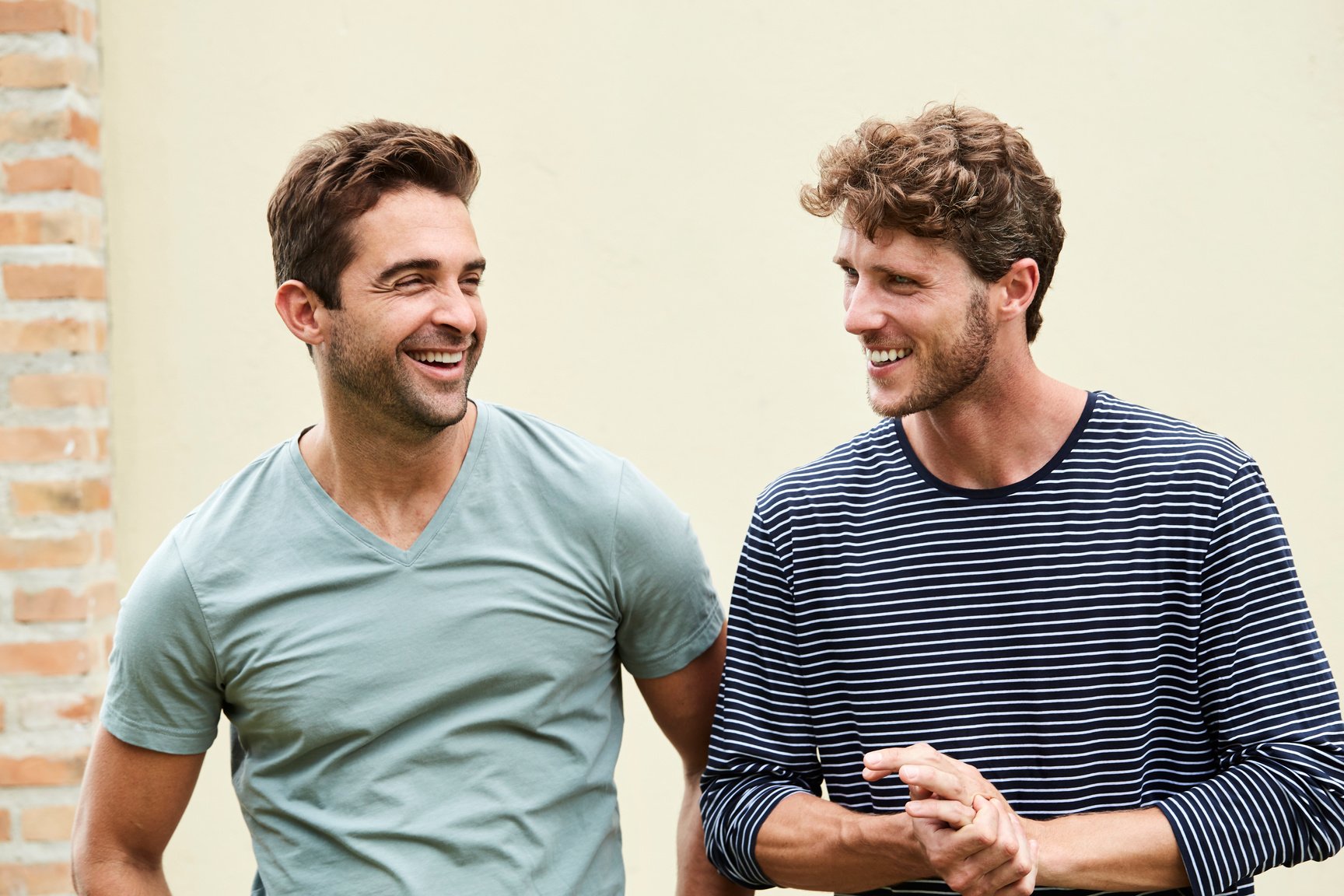 Two friends smiling